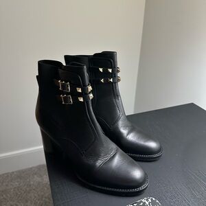 Black Valentino Leather Ankle Boots